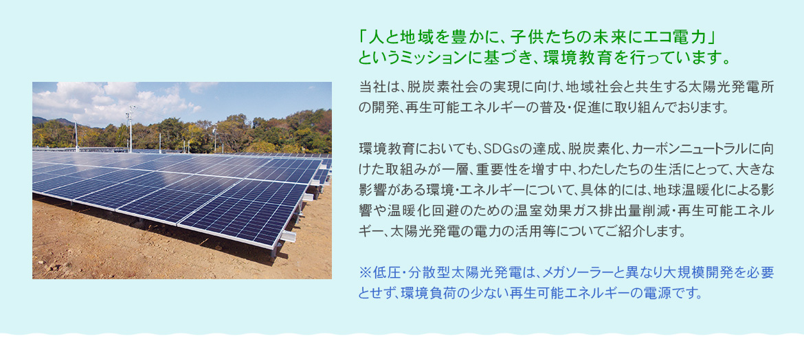 人と地球を豊かに、子供たちの未来にエコ電力